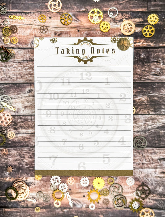 Changing Gears, Taking Notes - Notepad 5" x 7"