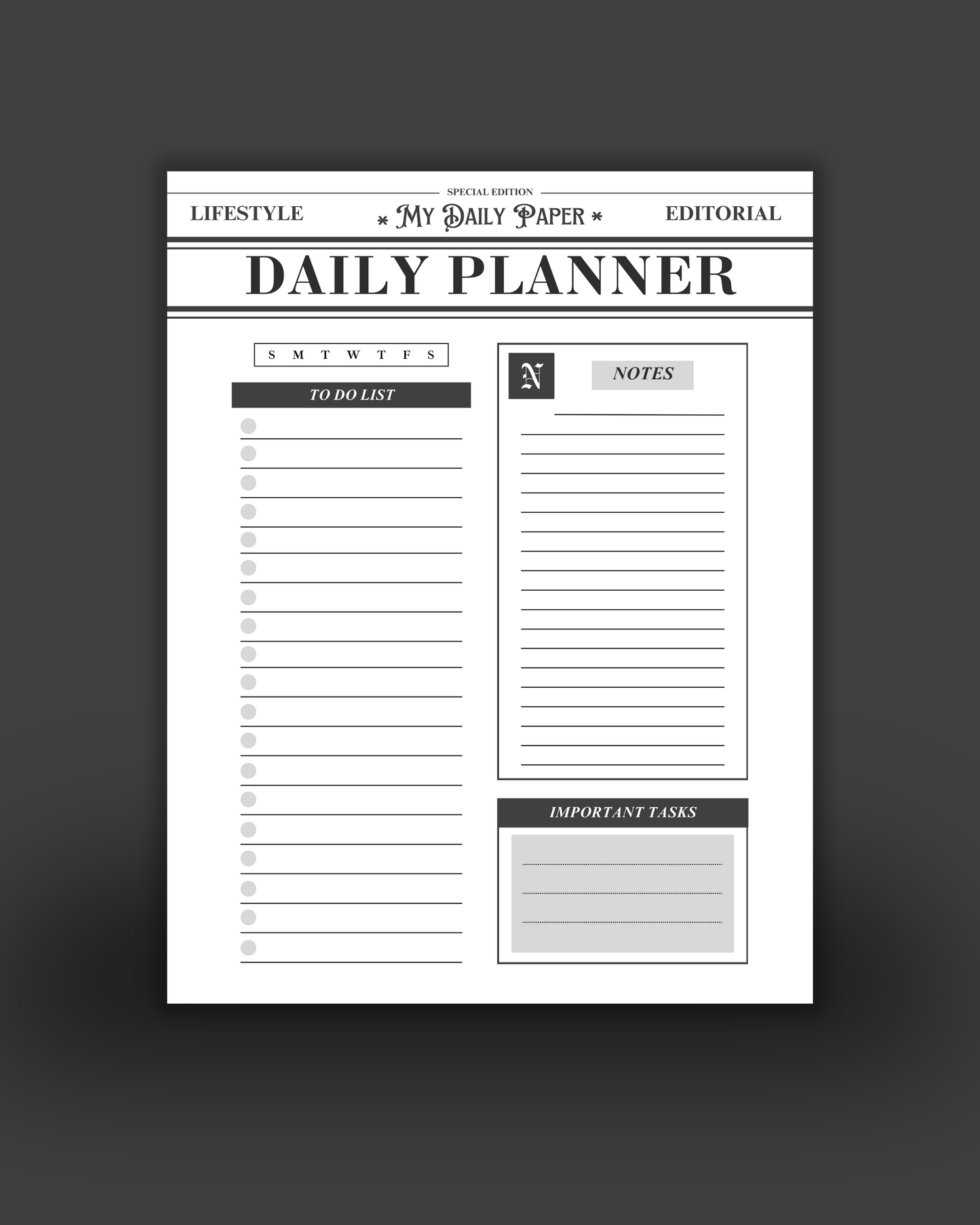 Morning Paper - Daily Planner 7"x 9"