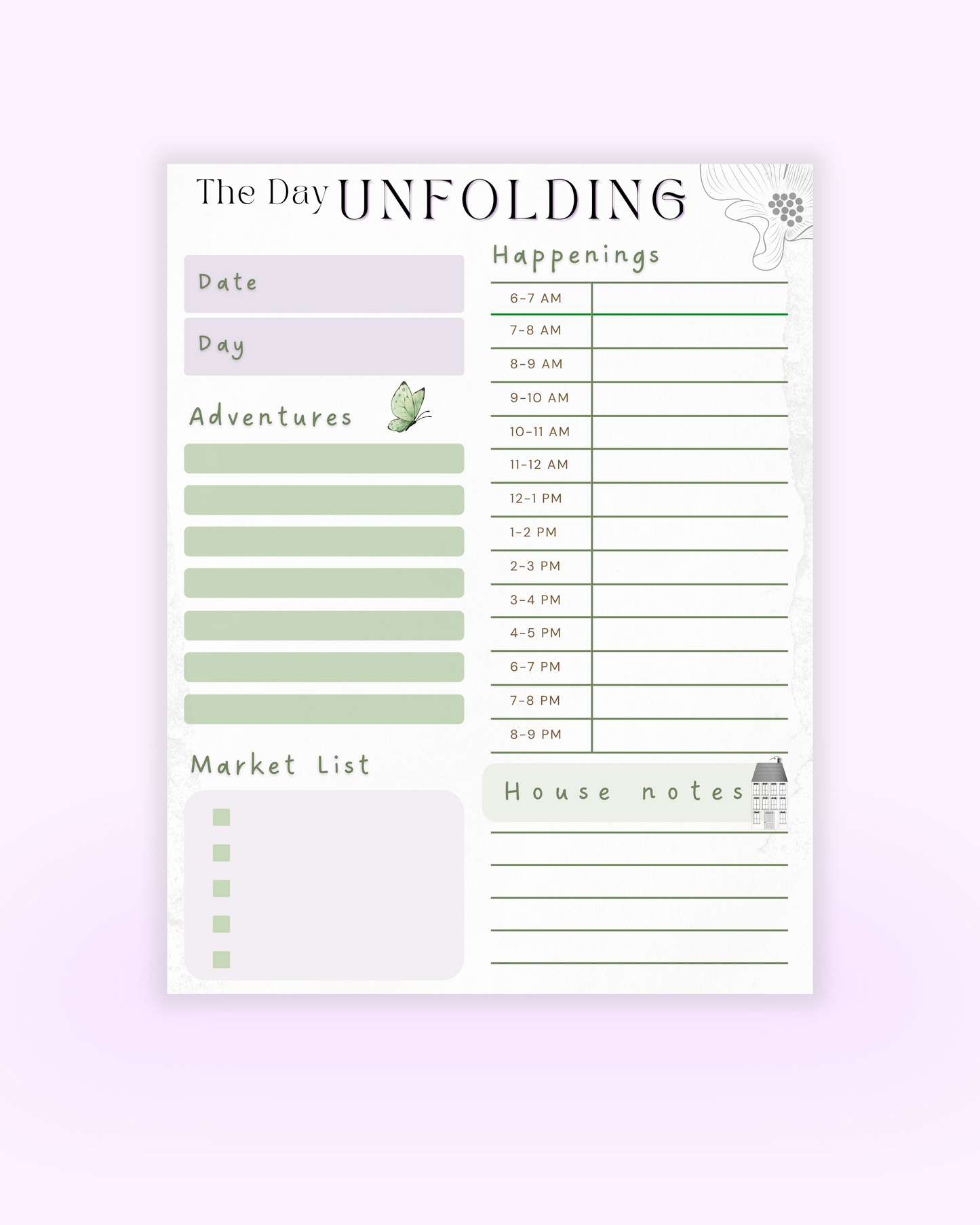 The Day Unfolding - Daily Planner 7" x 9"