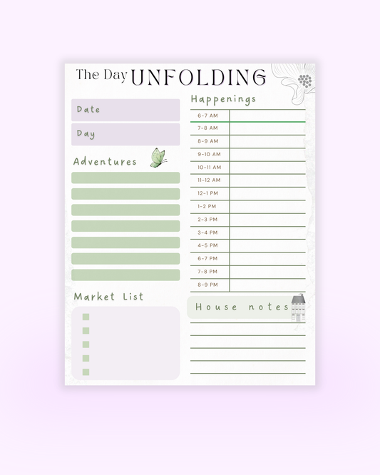 The Day Unfolding - Daily Planner 7" x 9"