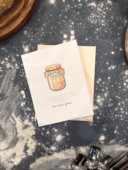 Greeting card with a jar illustration on a textured surface